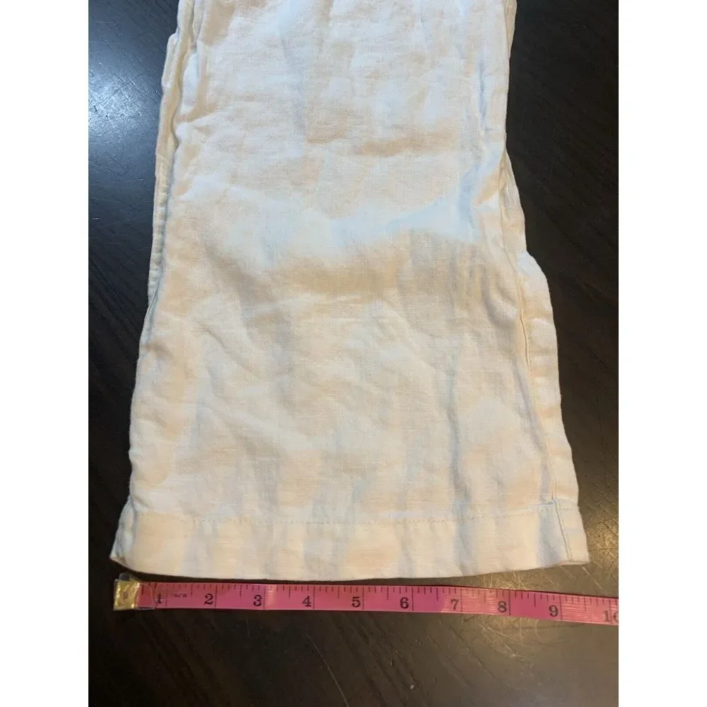 H&M‎ LOGG White Linen Blend Pants Women 33x29 Beachy Wedding Bride Resort Cruise